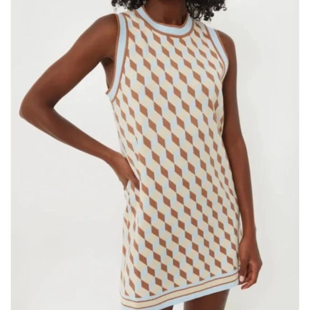 TUCKERNUCK Blue Brown Ocean Spray Knit Geo Marie Sleeveless Dress Size XXL NWT